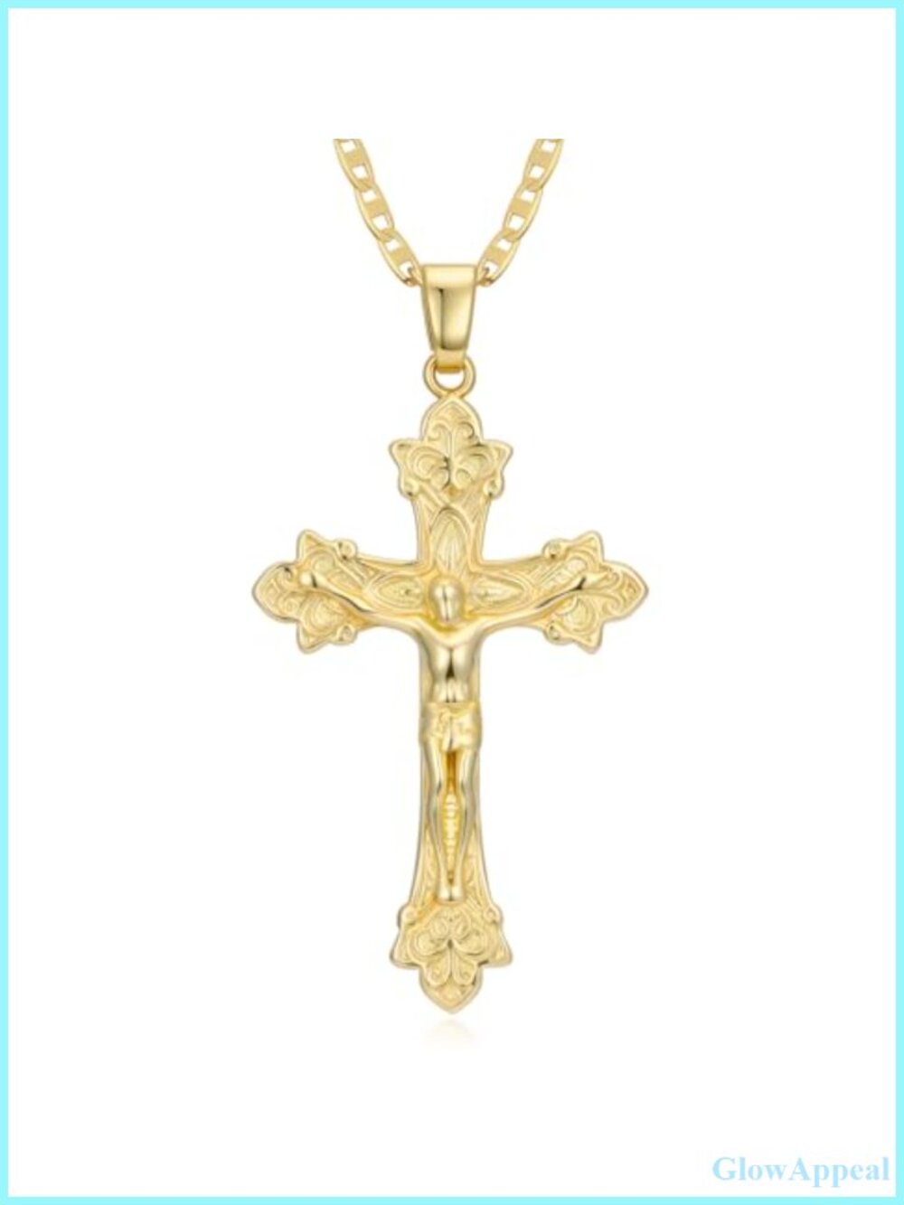 14K Gold Plated Cross Necklace Crucifix Pendant Religious Gift 18in